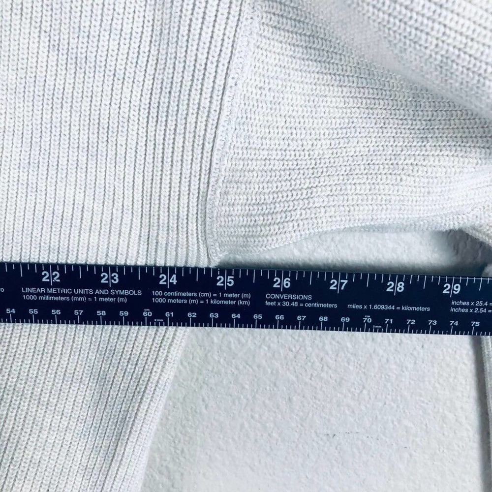 EDDIE Bauer Sweater Cream Knit Varsity Stripe V Pullover Casual Sz X Large Tall - Picture 9 of 13
